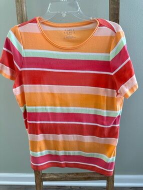 Talbots Plus Petite Tee in Peach and White -Xpetite (12/14)
